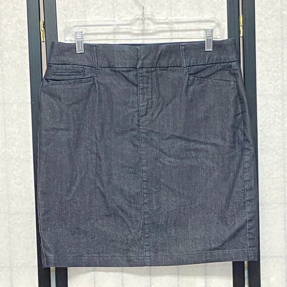 JM Collection High Rise Stretch Denim Pencil Skirt Black 10 Classic Work Chic - Picture 1 of 12